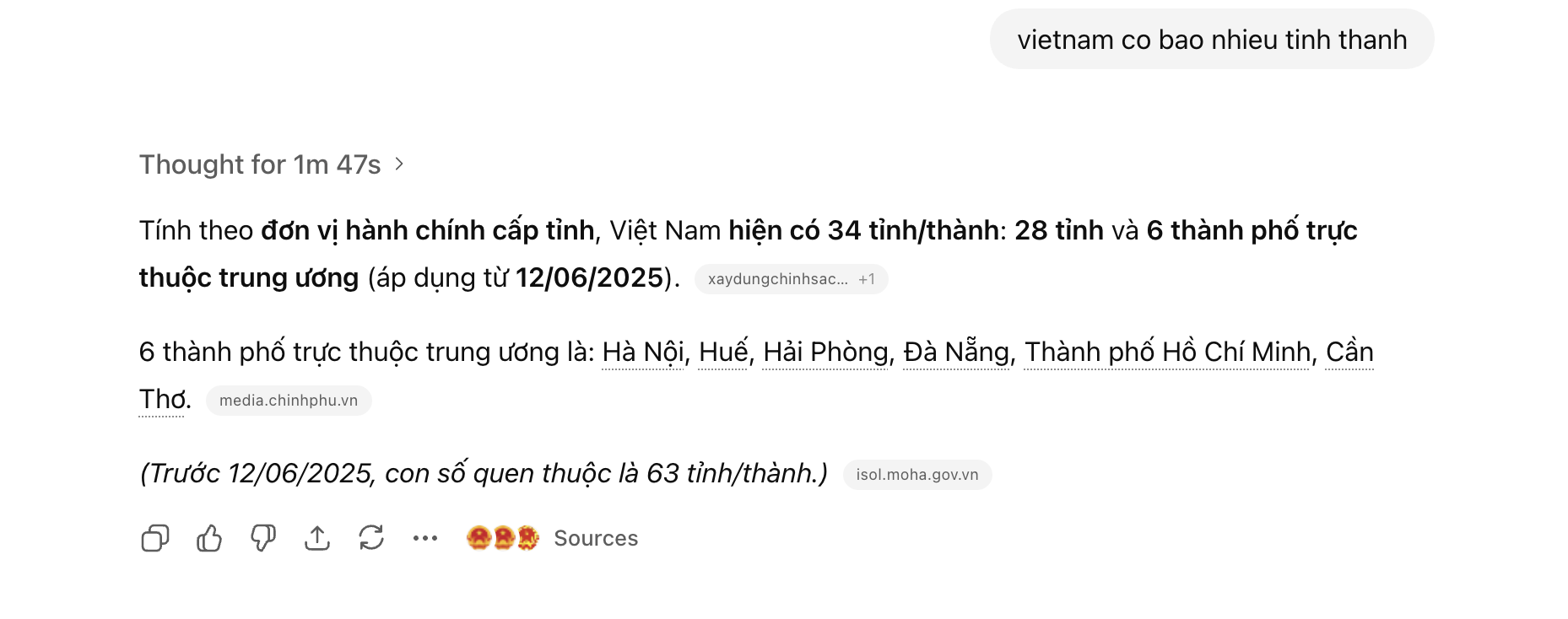 ChatGPT Search - 34 provinces